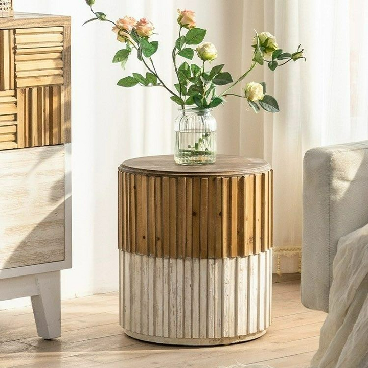 MARNEUS Rustic Storage Side Table