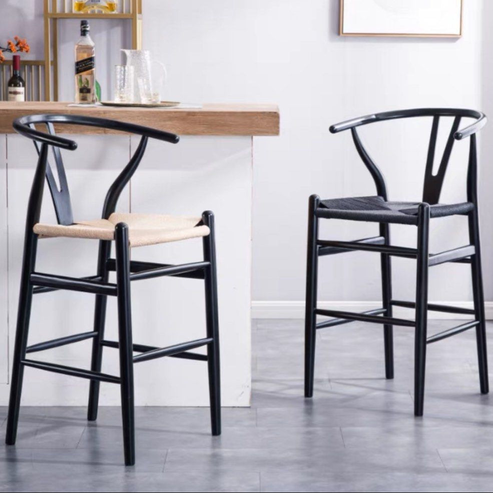 EVERLY Rustic Wishbone Bar Stool