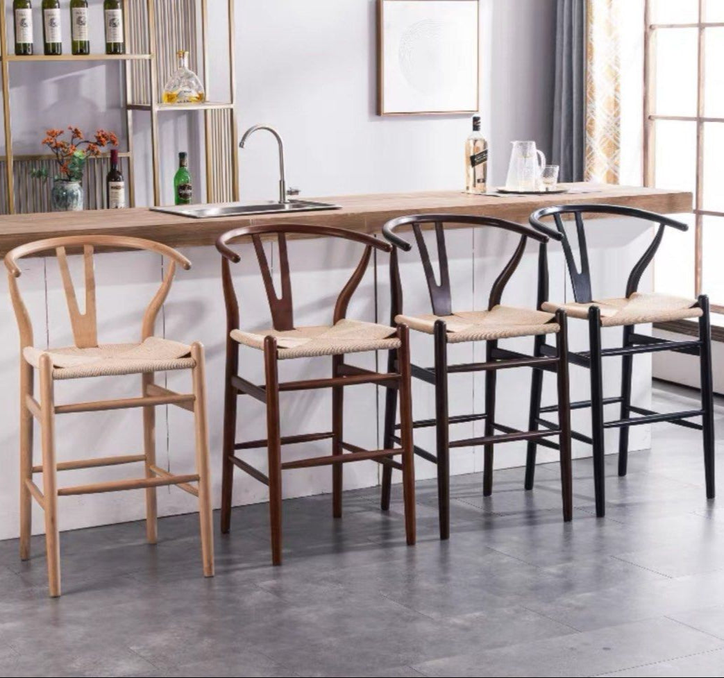 EVERLY Rustic Wishbone Bar Stool