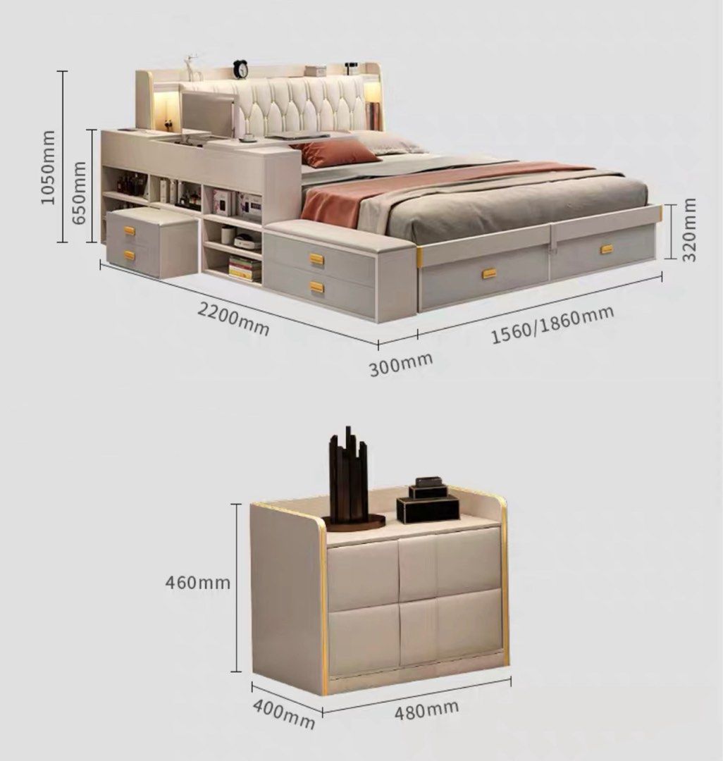 BELVA Modern Multi-Function Storage Bedframe