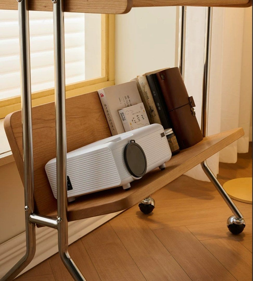 KYNES Solid Wood Side Table With Wheels