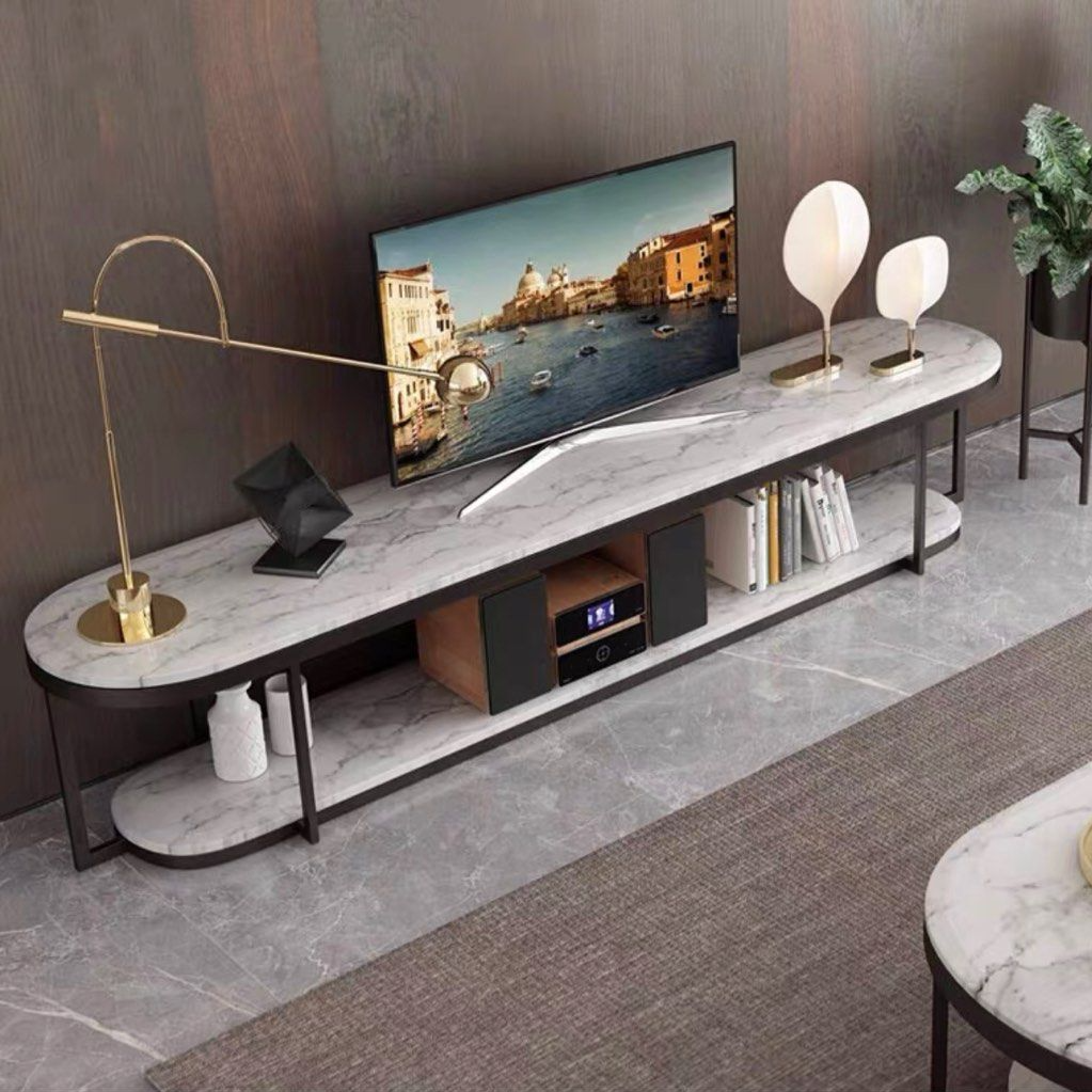 VARIK Modern Marble Oval TV Console