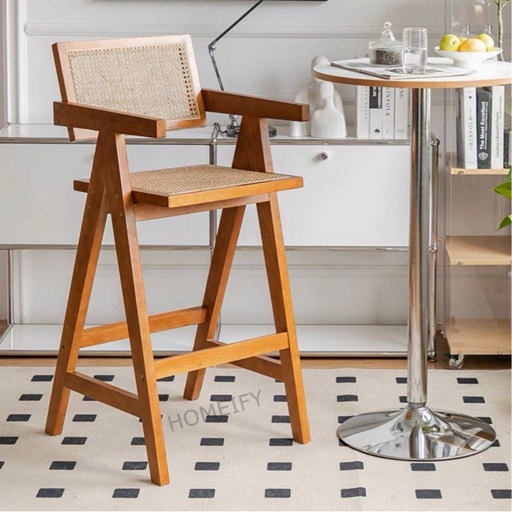 SANTAL Scandinavian Wood Bar Stool