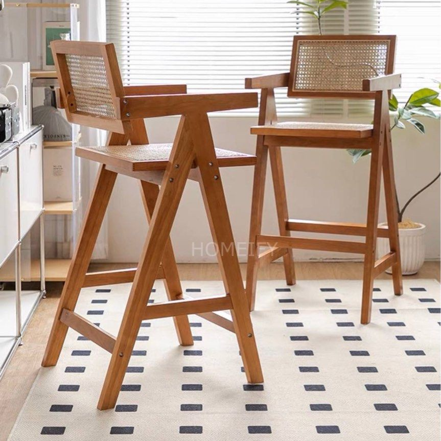 SANTAL Scandinavian Wood Bar Stool