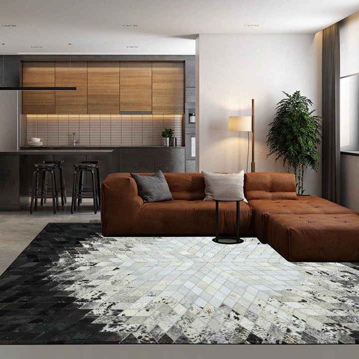 FARA Modern Cowhide Leather Rug
