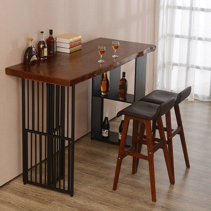 TROSS Industrial Solid Wood Bar Table