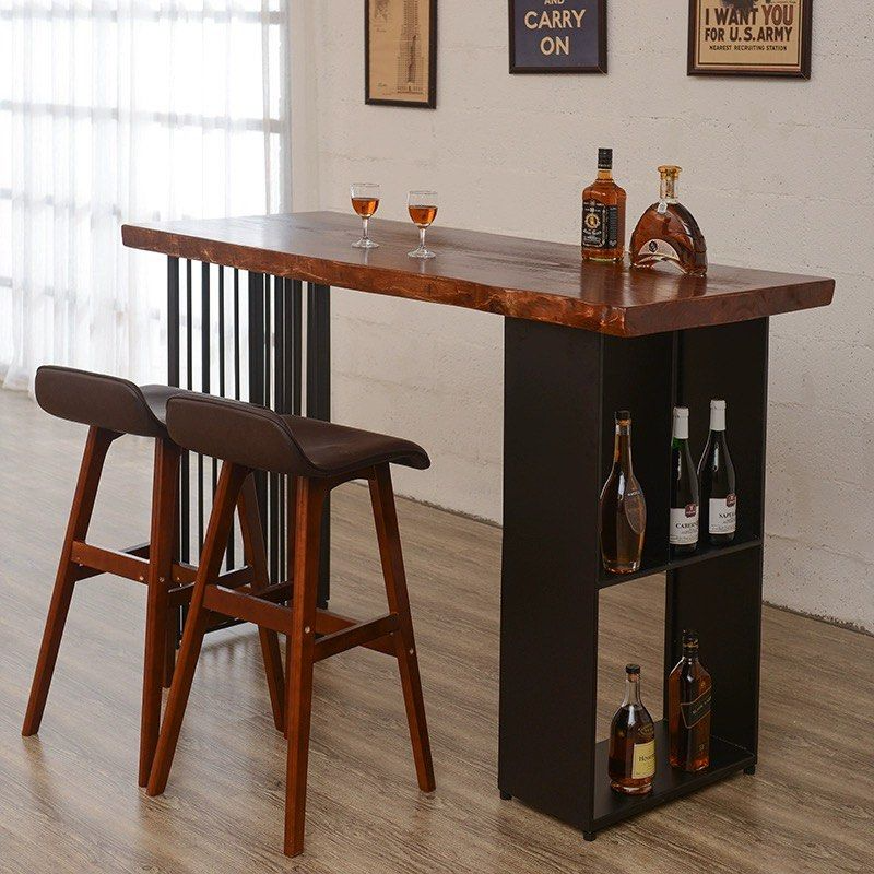TROSS Industrial Solid Wood Bar Table