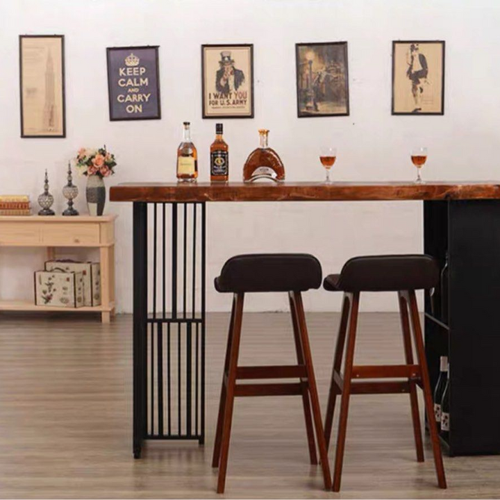 TROSS Industrial Solid Wood Bar Table