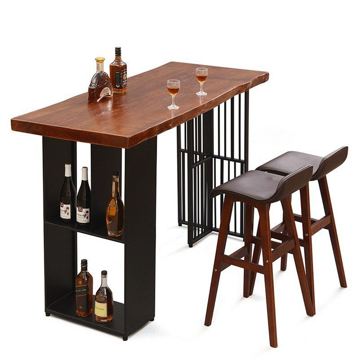 TROSS Industrial Solid Wood Bar Table