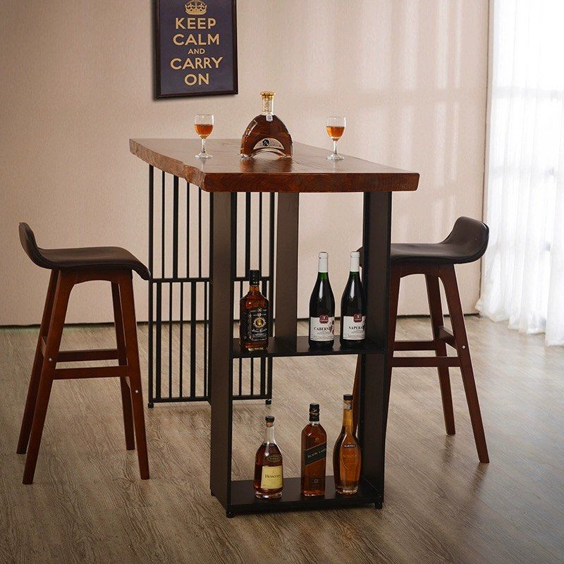TROSS Industrial Solid Wood Bar Table
