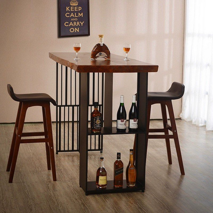 TROSS Industrial Solid Wood Bar Table
