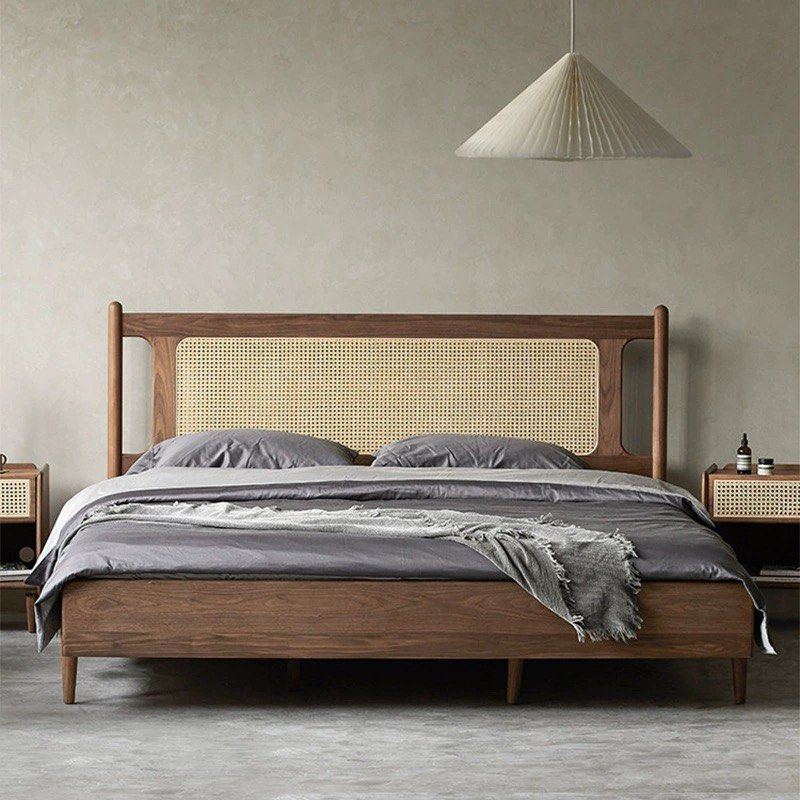 BOYKE Rustic Walnut Wood Bedframe