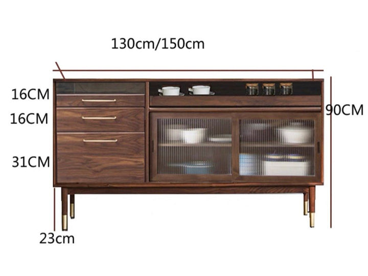 KOUDEN Mid-Century Solid Wood Sideboard