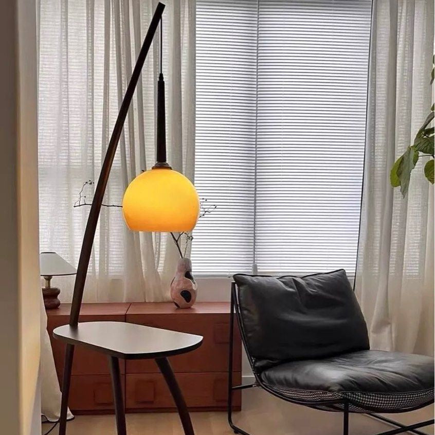 CADEN Oriental Solid Wood Standing Lamp
