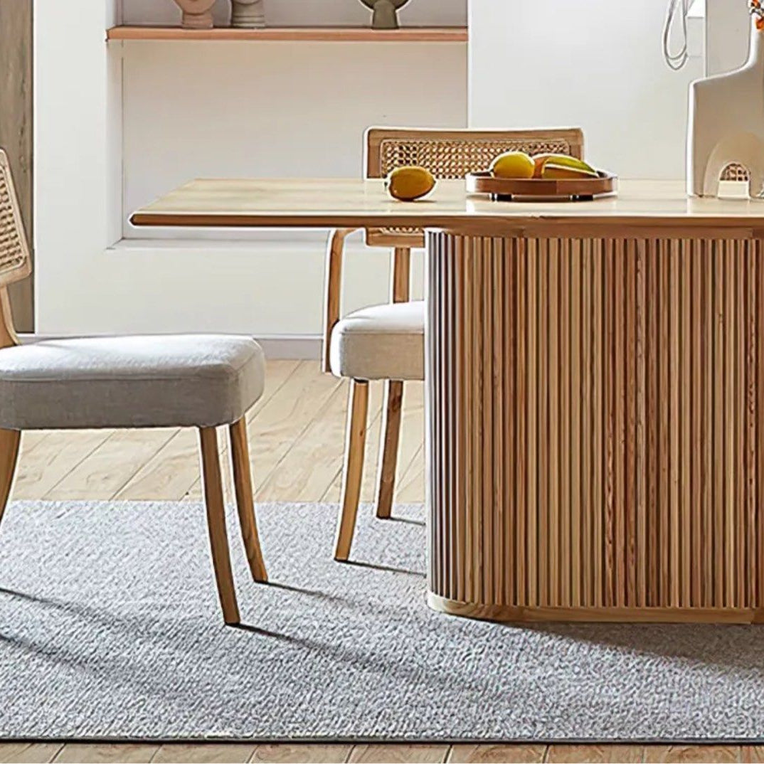 SAZO Modern Fluted Solid Wood Dining Table