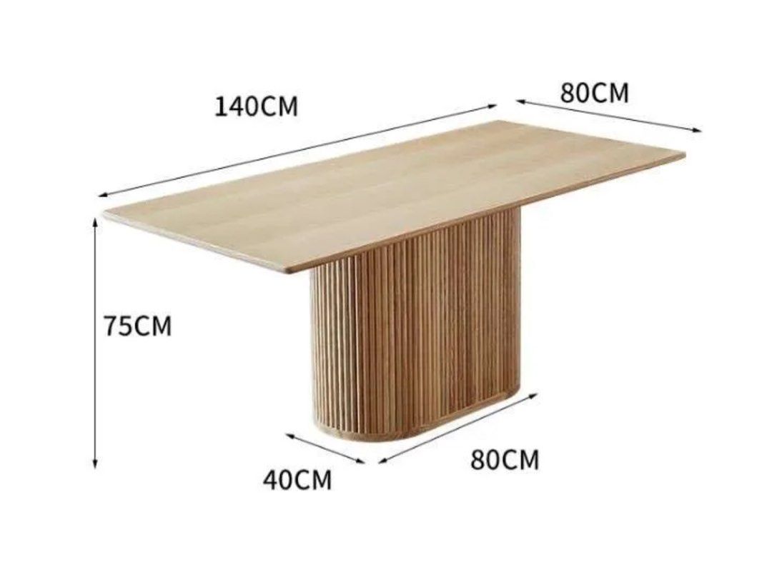 SAZO Modern Fluted Solid Wood Dining Table
