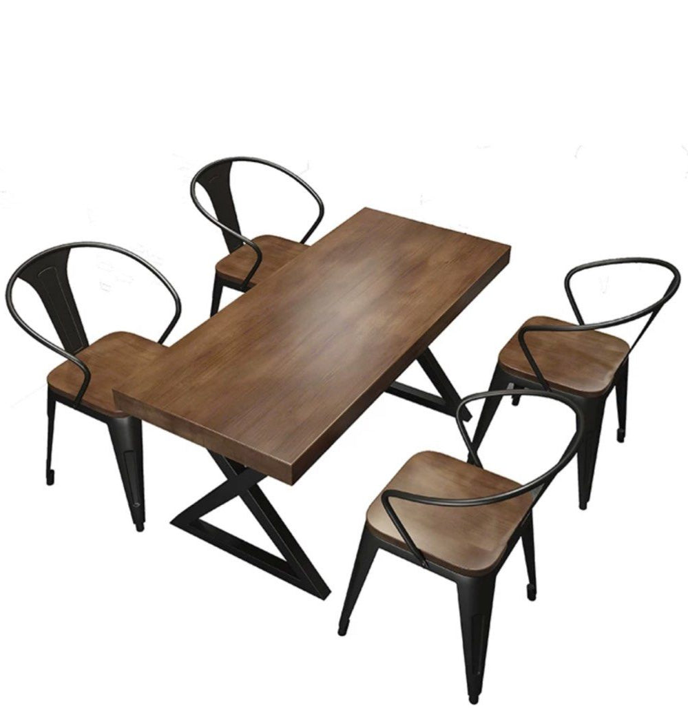 FARHAN Industrial Solid Wood Dining Table