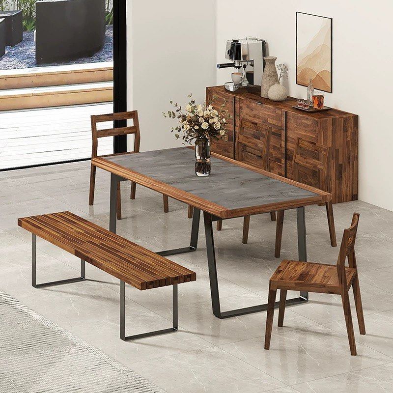 MESKO Modern Solid Walnut Wood Dining Table