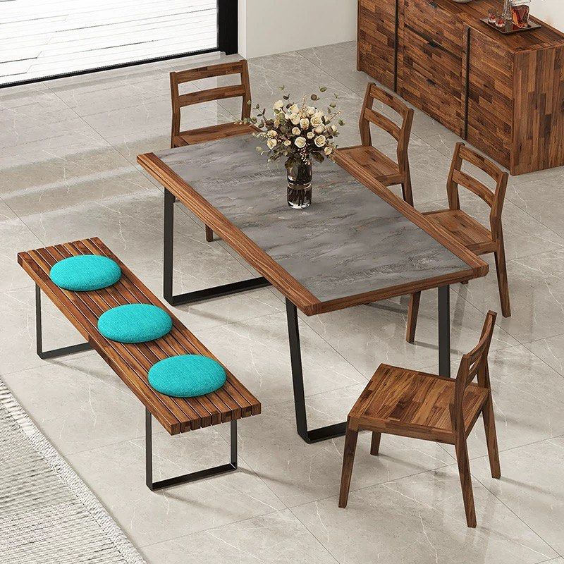 MESKO Modern Solid Walnut Wood Dining Table