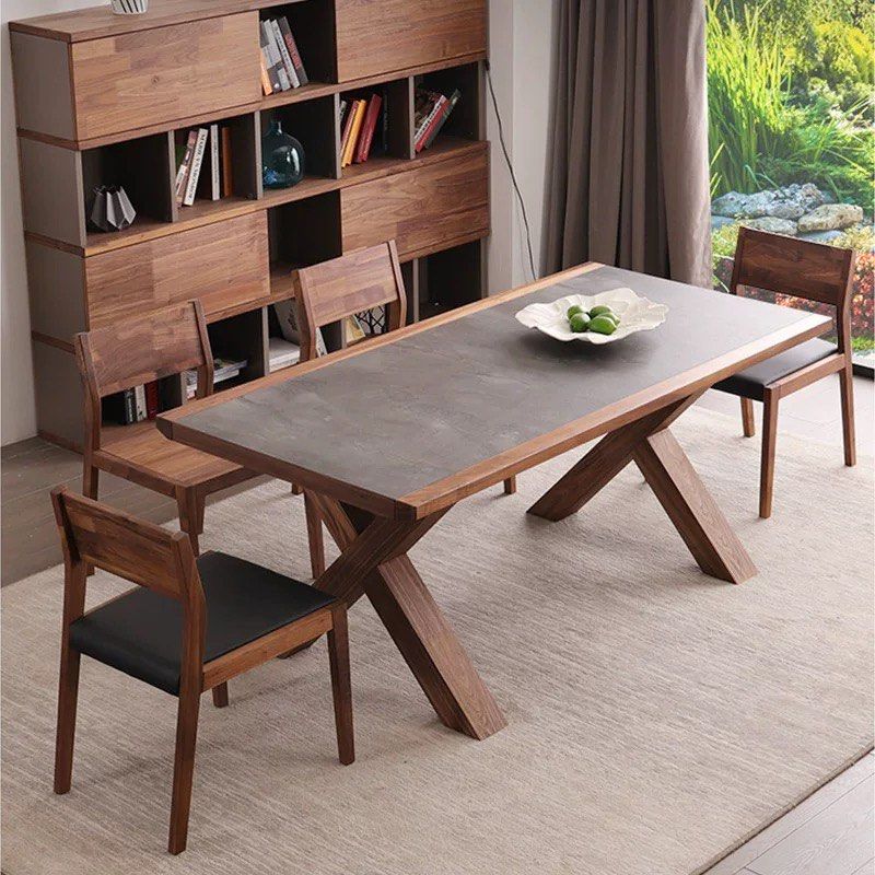 MESKO Modern Solid Walnut Wood Dining Table