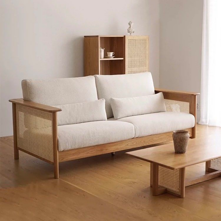 KOHANA Japandi Rattan Fabric Sofa