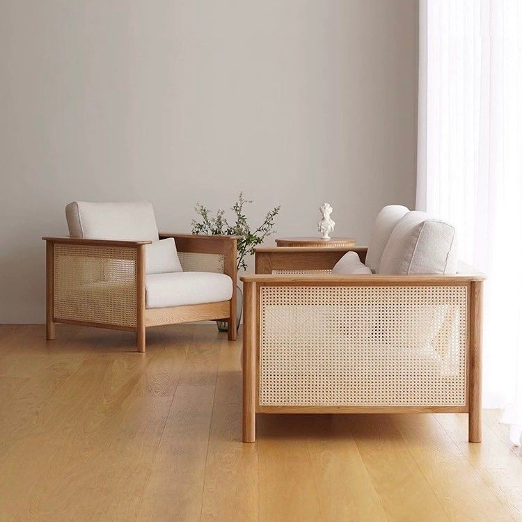 KOHANA Japandi Rattan Fabric Sofa