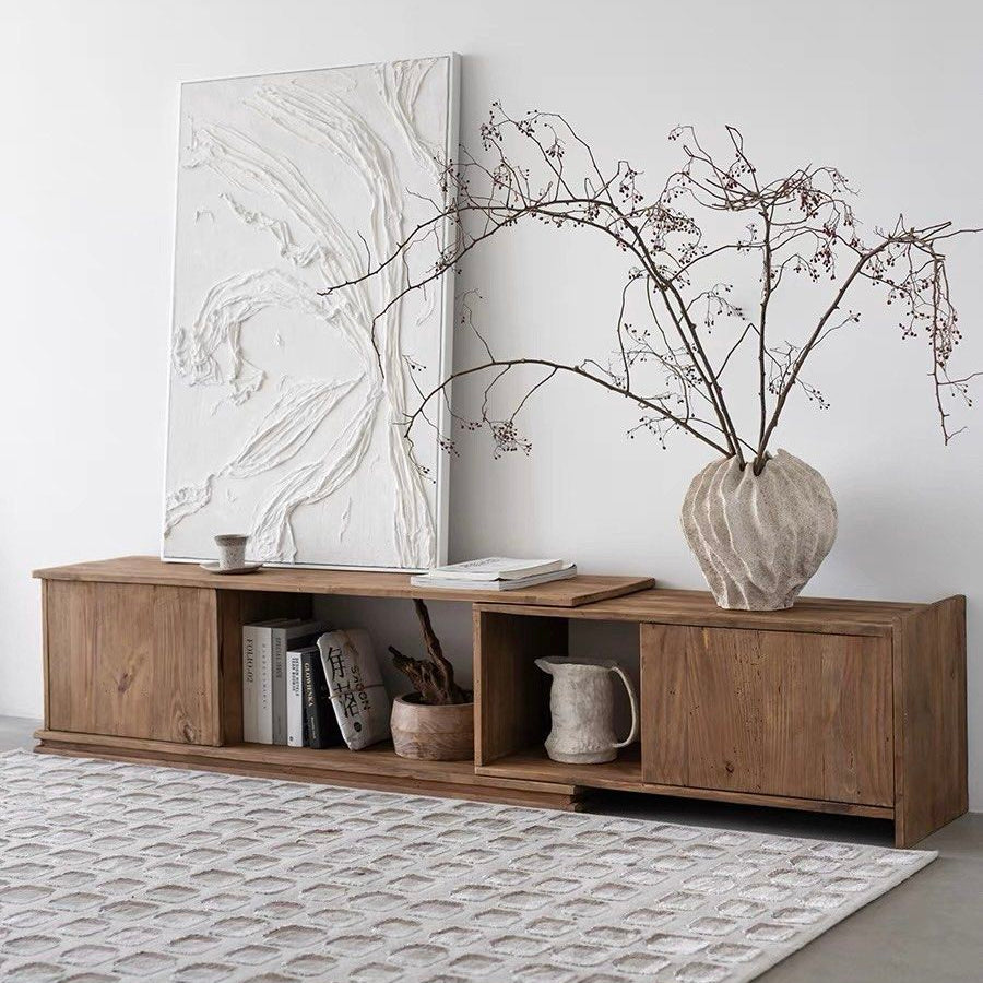 TYVAN Rustic Extendable Solid Wood TV Console