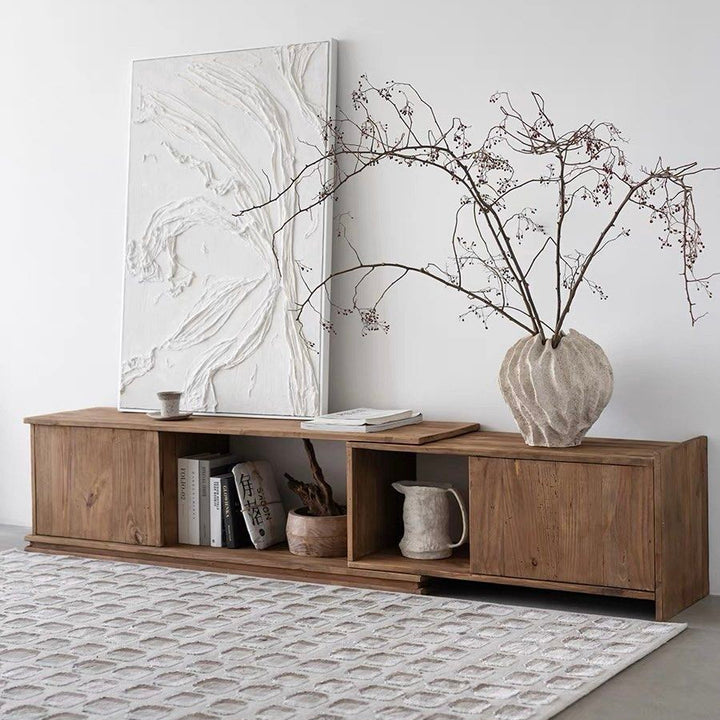 TYVAN Rustic Extendable Solid Wood TV Console