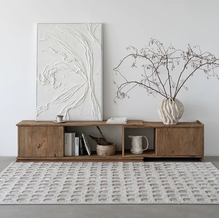 TYVAN Rustic Extendable Solid Wood TV Console