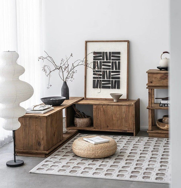 TYVAN Rustic Extendable Solid Wood TV Console