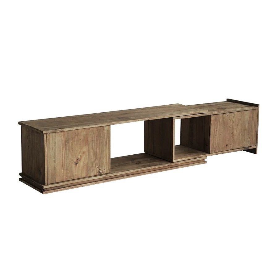 TYVAN Rustic Extendable Solid Wood TV Console