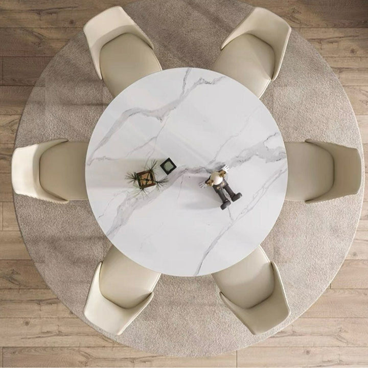 PETERSON Round Marble Dining Table With Lazy Susan