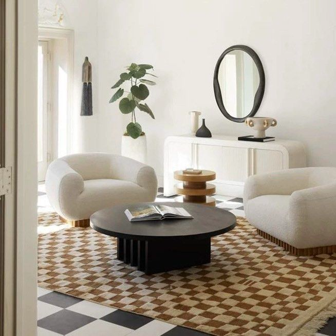 BOJEN Modern Solid Wood Round Coffee Table