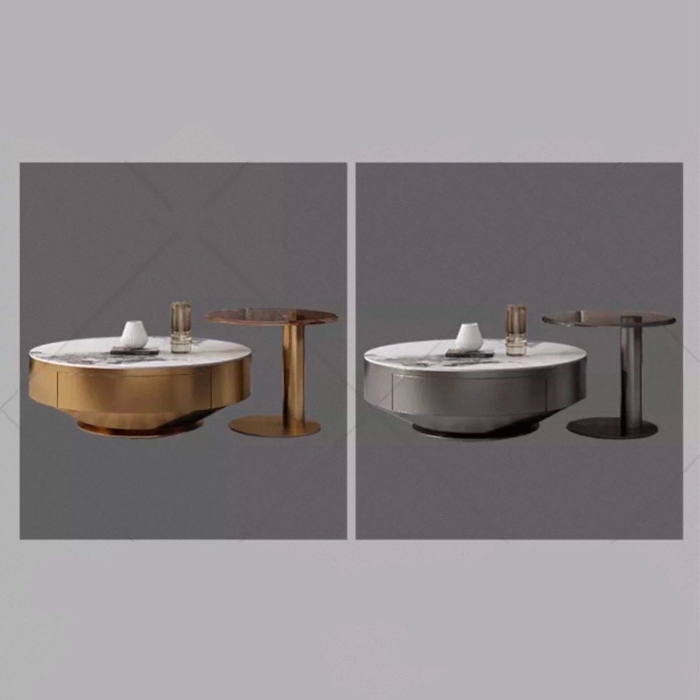 CURELT Modern Sintered Stone Round Coffee Tables