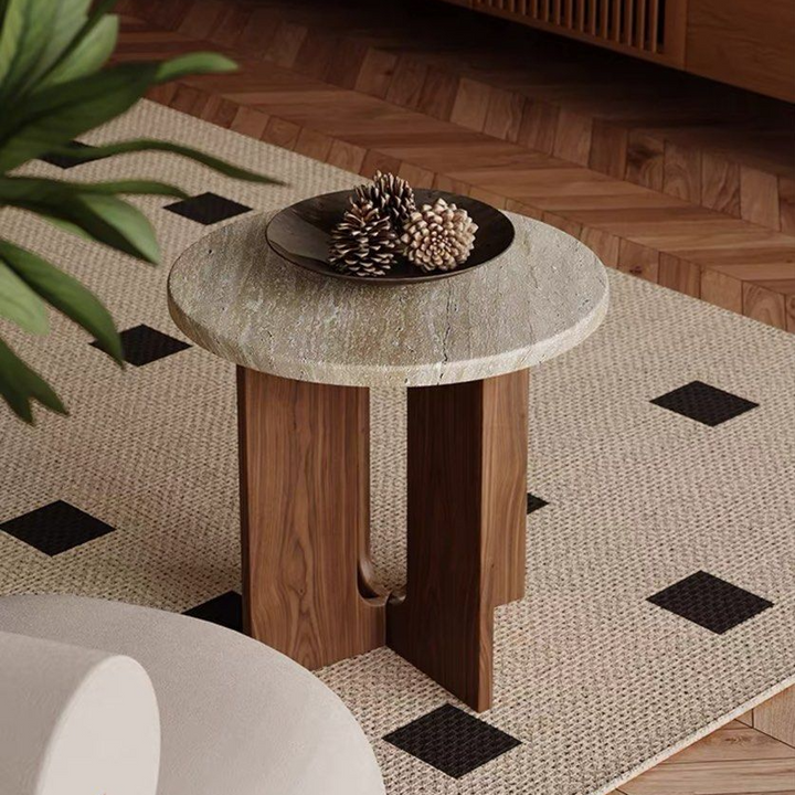 BAILEY Modern Travertine Side Table