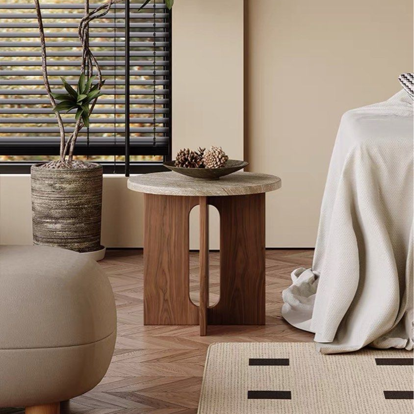 BAILEY Modern Travertine Side Table