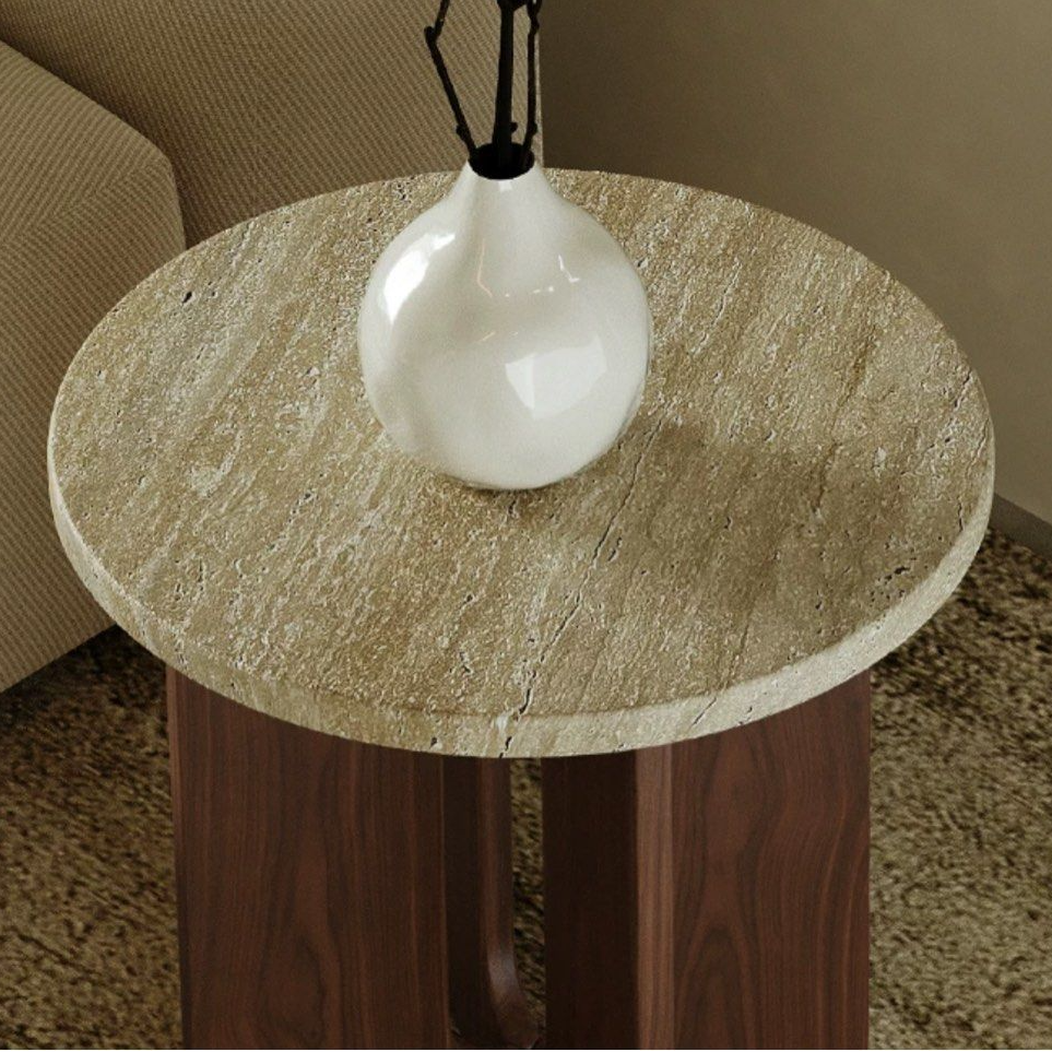 BAILEY Modern Travertine Side Table