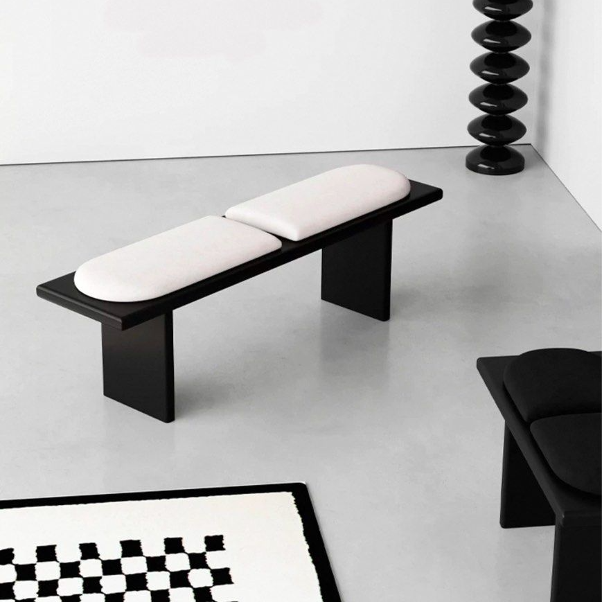RIKU Modern Solid Wood Leather Bench