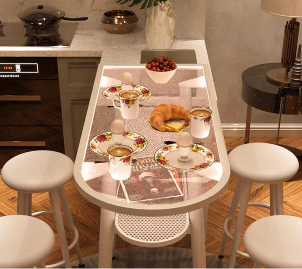 MILLIE Modern Bar Table & Stools With Lights