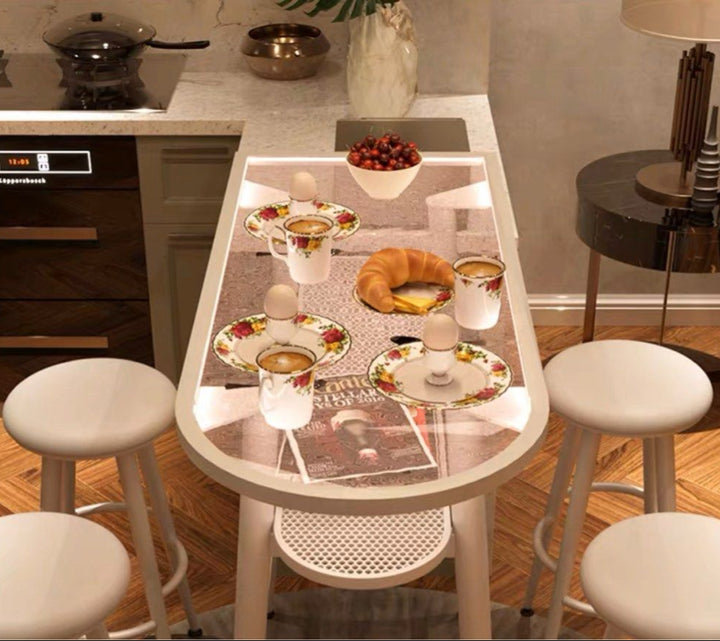 MILLIE Modern Bar Table & Stools With Lights