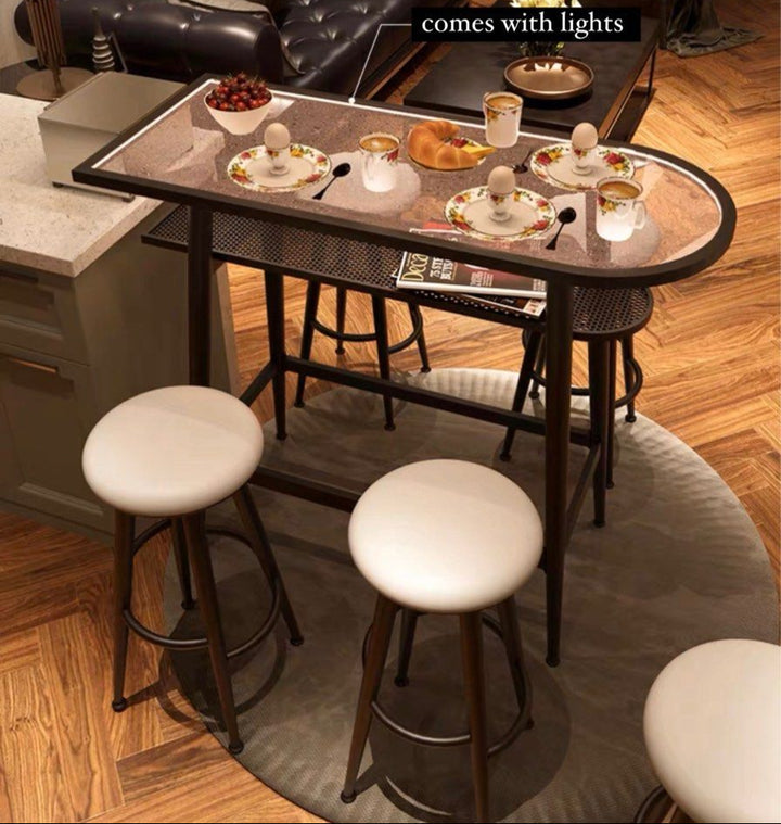 MILLIE Modern Bar Table & Stools With Lights
