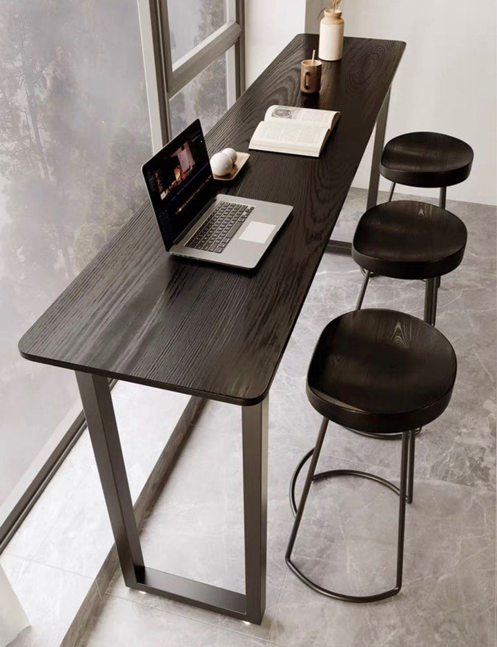 JOFI Modern Solid Oak Wood Bar Table