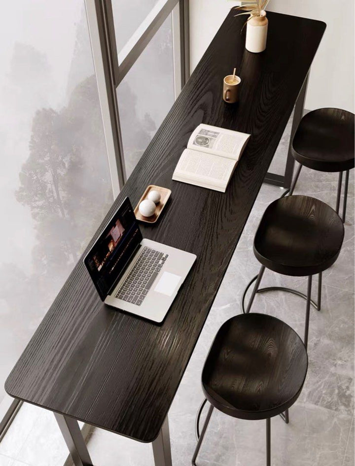 JOFI Modern Solid Oak Wood Bar Table
