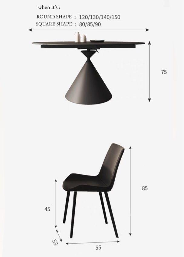 ALESON Modern Extendable Sintered Stone Round Dining Table