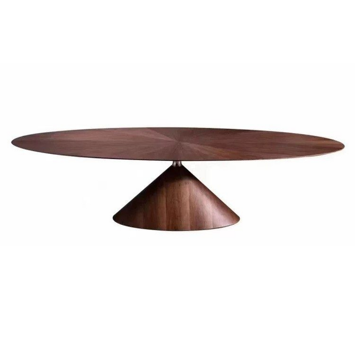GERCI Modern Walnut Wood Oval Dining Table