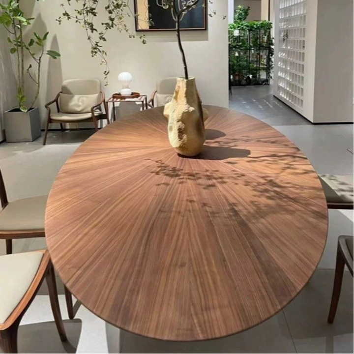GERCI Modern Walnut Wood Oval Dining Table