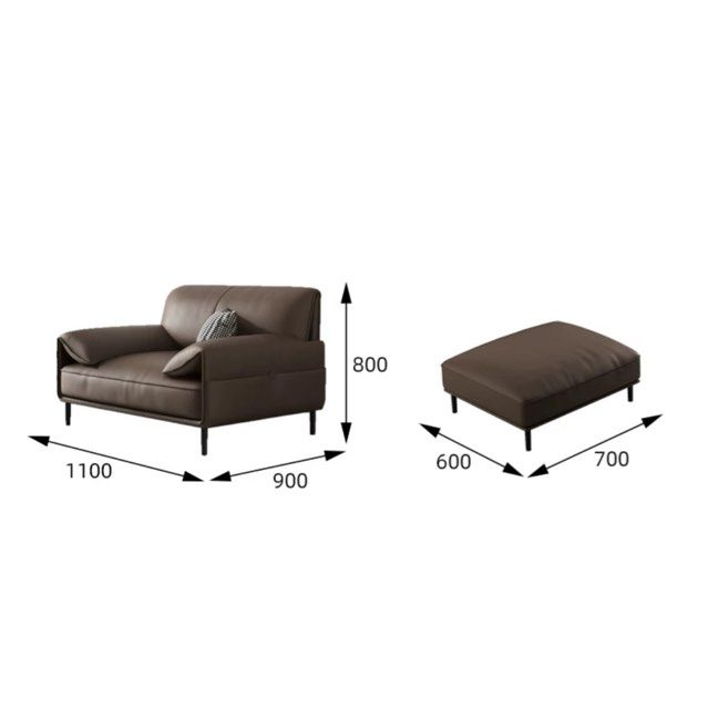 VELORA Modern Genuine Leather Sofa
