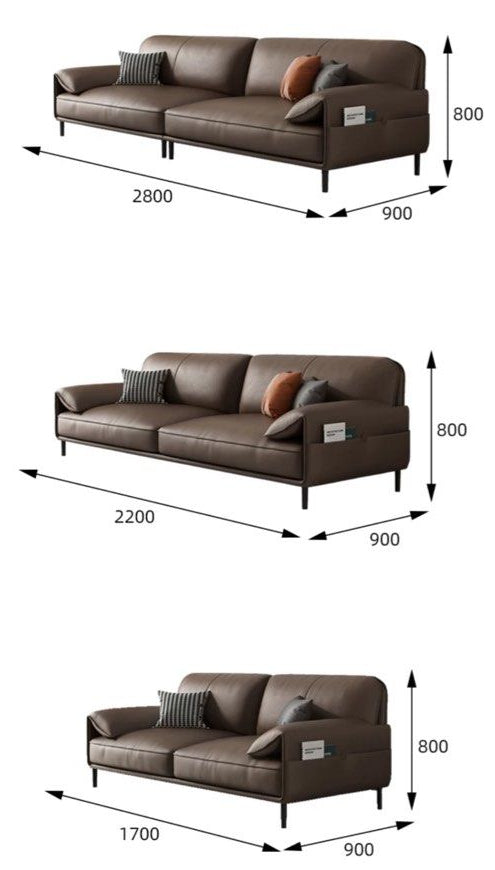 VELORA Modern Genuine Leather Sofa