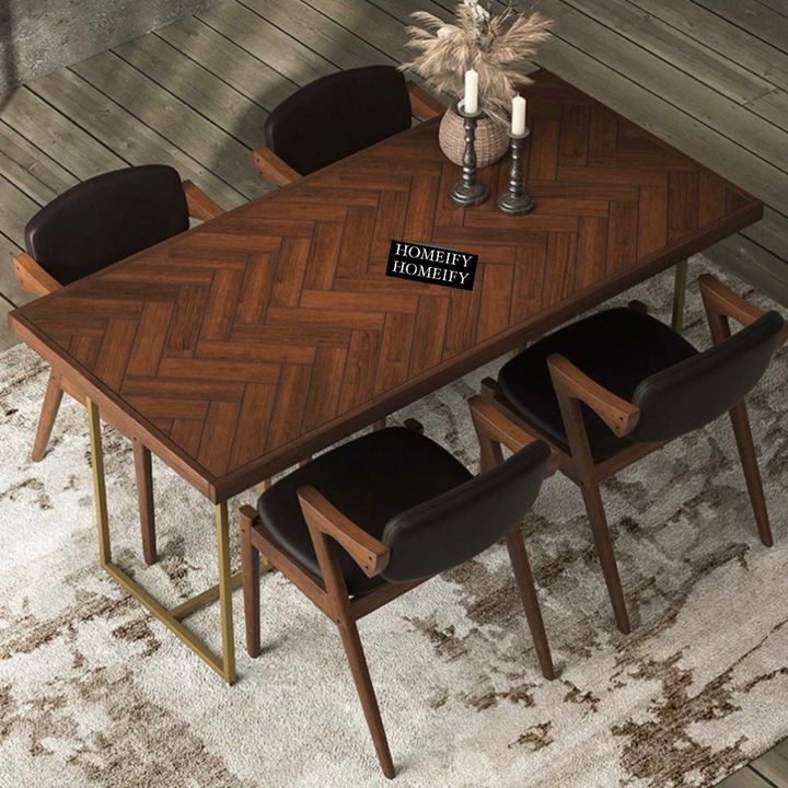 NOLENE Rustic Herringbone Dining Table