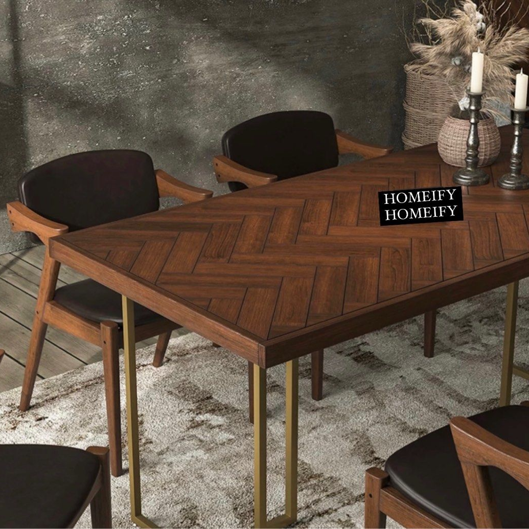 NOLENE Rustic Herringbone Dining Table